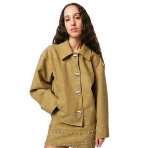 APPARIS Indio Jacket in Sepia Sueded Faux Leather Short Coat Women's Large